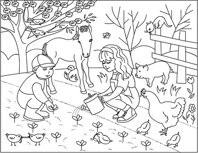 planse desene de colorat anotimp primavara